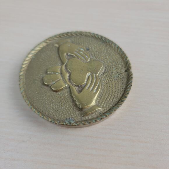 Brass Irish Claddagh | Authentic Vintage Decor | Friendship Gift - Picture 5 of 9